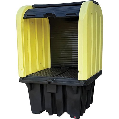 SHP787 - Yellow Roll Top Hardcover Spill Pallet with Drain