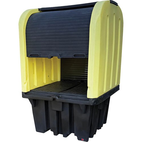 SHP787 - Yellow Roll Top Hardcover Spill Pallet with Drain