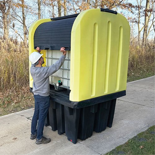 SHP787 - Yellow Roll Top Hardcover Spill Pallet with Drain