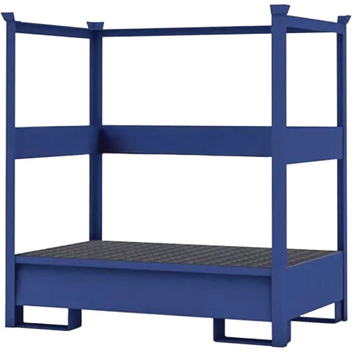 SHR884 - 2-Drum Blue Transport Spill Containment Pallet with Side Rails