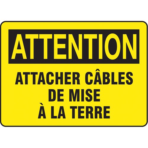 SO816-"Attacher câbles de mise à la terre" Sign