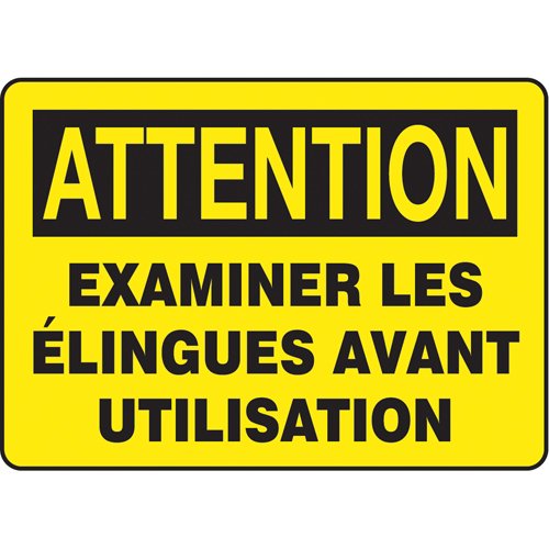 SP413-"Examiner les élingues avant utilisation" Sign