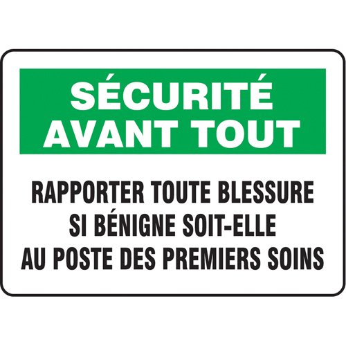 SP623-"Rapporter toute blessure" Sign