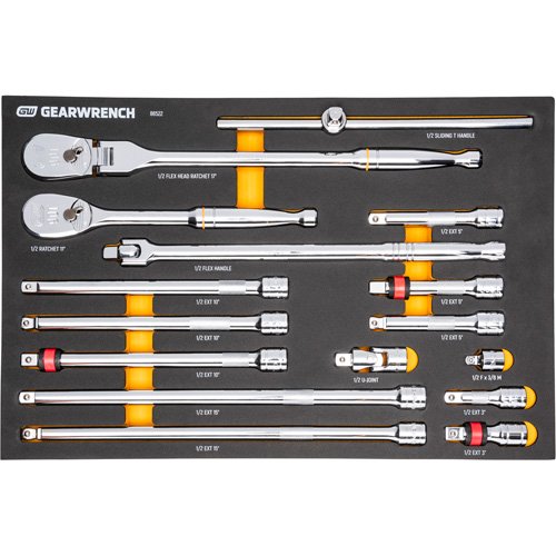 UAZ399 - 1/2" 90-Tooth Ratchet & Drive Tool Set with Foam Storage Tray