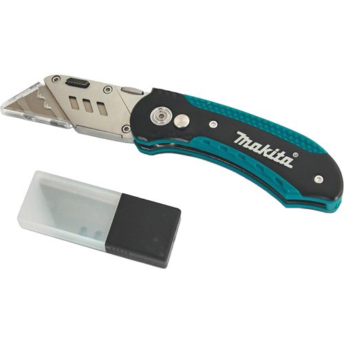 UAZ778 - Folding Quick-Change Jobsite Utility Knife with 10-Piece Replacement Blades