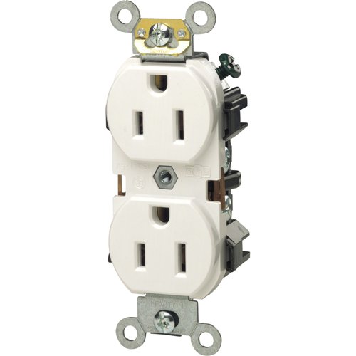 XC177-Back And Side-Wired Straight Blade Receptacle with Multi-Piece Steel Strap